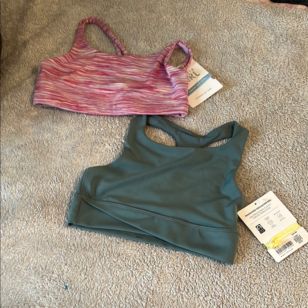 Athleta Kids Sports Bras in Pink and Green